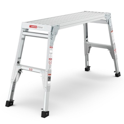FURNIinspire Ladders Work Platform Aluminum Portable Bench Folding Ladder, Household Step Stool Ladder Foldable, Grey, 54"*16.5"*27.5"
