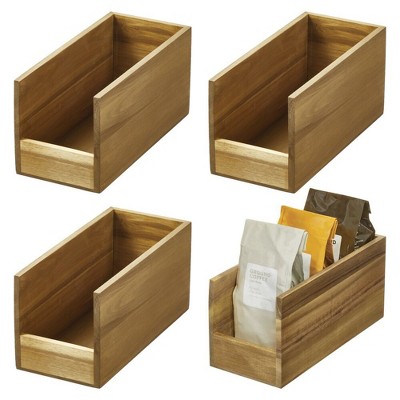 iDesign Acacia Wood Open-Front Pantry Bin - Set of 4 - Natural