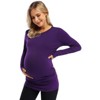 Coolmee Maternity Shirt Long Sleeve Basic Top Ruch Sides Bodycon Tshirt for Pregnant Women with Button - 3 of 4