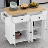 43.31 x 17.72 x 33.27 Inch Kitchen Island Cart with 2 Lockable Casters, 2 Large Drawers, Adjustable Shelves & Thicker Spacious Top - image 3 of 4