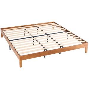 ELJGET Solid Wood Bed Frame Twin, Noise-Free Wooden Slat Support, No Box Spring Needed, Sturdy Platform Bed - 1 of 4