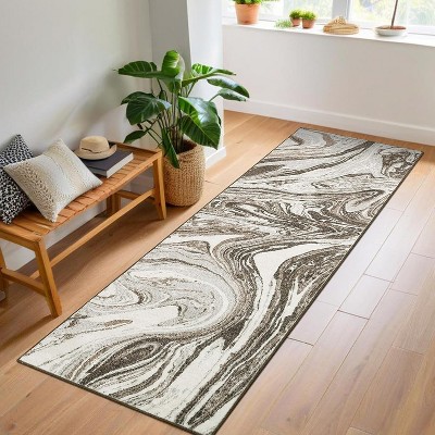 homfan Modern Abstract Area Rug Washable Rugs Stain Resistant Throw Carpet Low Pile Folding Floor Cover with Non-Slip Backing