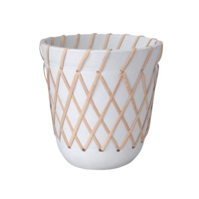 VIP Terracotta 8.5 in. White Criss-Cross Pattern Planter