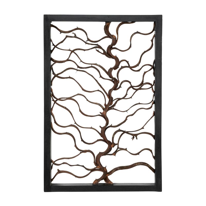 Wood Tree Branch Wall Decor with Black Frame Brown - Olivia & May, 6 of 22