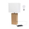 Modern Leather Table Lamp with USB and Fabric Shade - Elegant Designs - 3 of 4