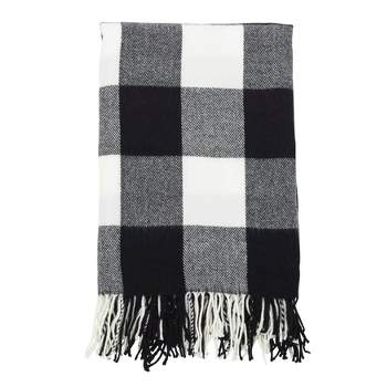 Buffalo Plaid Check Pattern with Tassel Trim Throw Blanket - Saro Lifestyle