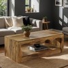Hommoo 2-Tier Farmhouse Rectangle Coffee Table Rustic Brown - 4 of 4