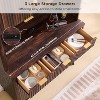 SinCiDo Modern 72" Tall Storage Hutch Wine Bar Cabinet, Fluted Coffee Bar w/LED Lights, 10 Tier Storage Shelf & 9 Grid Wine Glass Rack - 4 of 4