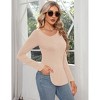 Clearlove Women’s Long Sleeve Cutout Asymmetrical Neck Tshirt Slim Fit Tunic Blouse with Side Split Slit Casual Solid Tops - 3 of 4