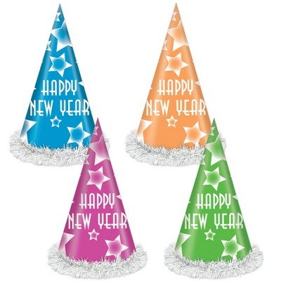 Beistle Happy New Year Party Hats, 12", (25/Pkg) Multicolored