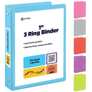 3 Ring Binder Clear View Cover with 2 Inside Pockets, Colored School Supplies Office and Home Binders – by Enday - 1 of 4