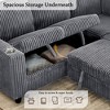 81" Corduroy Convertible L-Shaped Sleeper Sectional Sofa with Pull-Out Bed & Storage Seat, USB & Type-C Charging Ports, Cup Holders - 4 of 4