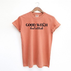 Simply Sage Market Women's Good Witch Bad Attitude Short Sleeve Garment Dyed Tee - 1 of 2