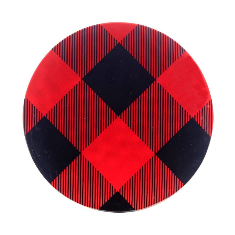 Certified International Set of 6 Red Buffalo Plaid Dinner Plates, 2 of 4
