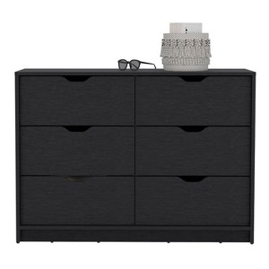 30"H Drawer Dresser with 2 Lower Cabinets Black Storage Chest for Bedroom - 1 of 4