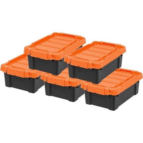 Iris Usa 3 Gallon Lockable Storage Totes With Lids, 5 Pack - Orange Lid,  Heavy-duty Durable Stackable Containers, Large Garage Organizing Bins  Moving : Target