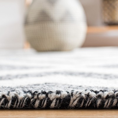 Elegant Square Black Hand-Tufted Wool Rug - 6' Classic Design