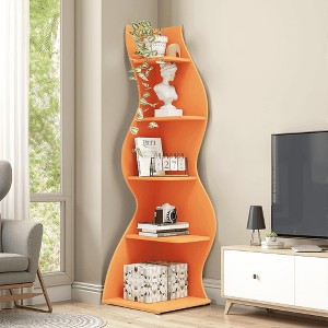 MAYEERTY 5-Tier Corner Shelf, Modern Wall Corner Bookshelf Bookcase - 1 of 4