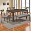 6-Piece Wooden Dining Table Set with Upholstered Chairs and Bench, Rectangular Table for Kitchen or Dining Room, Seats 6, Acacia Wood Frame - 2 of 4