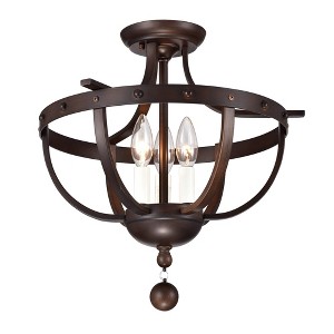 15.75" x 15.75" x 15.75" 3-Light Bopelo Pendant Brown - Warehouse Of Tiffany: Metal Semi-Flush Mount, ETL Listed - 1 of 2