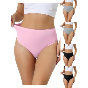Allegra K Women's High Waist Tummy Control Stretch T-back Breathable Comfortable Thongs Multicolored - 1 of 4