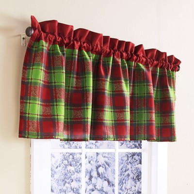 Lakeside Red and Green Plaid Window Christmas Valance - Holiday Bathroom Accent