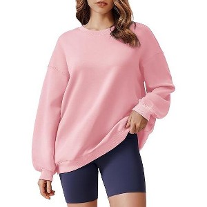 Pinspark Sweatshirt for Women Oversized Fall Outfit Long Sleeve Y2K Pullover Top Crewneck Sweat Shirts with Side Pockets - 1 of 4