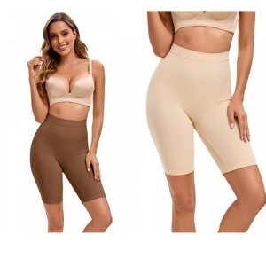 INSPIRE CHIC 2 Pcs Women's Butt Lifter Thigh Slimmer High Elasticity Control Waist Panties - 1 of 4