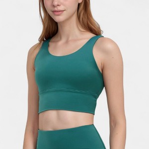 Anna-Kaci Active Women's Scoop Neck Longline Sports Bra with Wide Shoulder Straps and Deep V-Back Design - 1 of 4