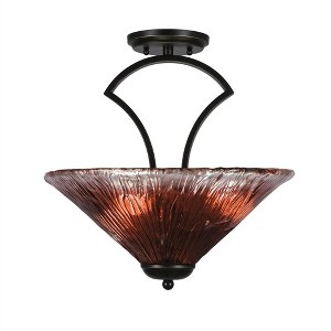 Toltec Lighting Zilo 3 - Light Flush Mount in  Dark Granite with 16" Raspberry Crystal Shade - 1 of 1