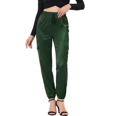 Loving Deeply Wide Leg Satin Cargo Pants (Hunter Green) · NanaMacs