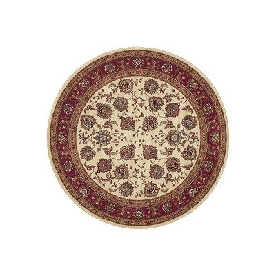 Ivory and Red Oriental Polypropylene Area Rug, 2 x 3 ft