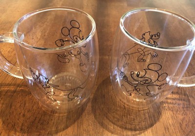 Joyjolt Disney Mickey And Pluto Glass Mugs - Set Of 2 Double Wall Tea Glass  Coffee Cups - 13.5 Oz : Target