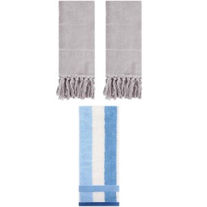 REGALWOVEN 3 Packs Cotton Absorbent Soft Decorative Bathroom Hand Towel Set - 1 of 4