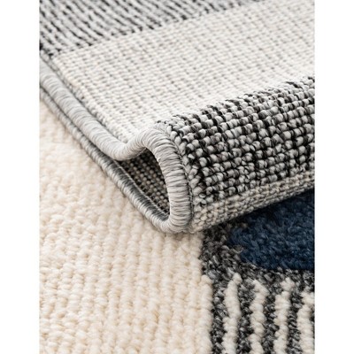 Gray and Ivory Rectangular Synthetic Kids Rug with Bear Design