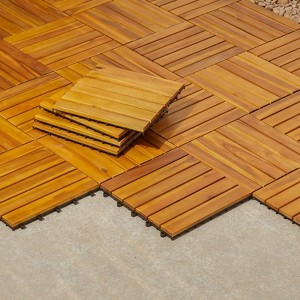 Solhome Damian Acacia Interlocking Deck Tile (Set of 10 Tiles) - 1 of 4