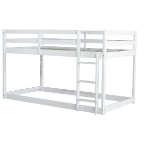 NicBex Twin Over Twin Bunk Bed with Guardrail,Rubber Wood Loft Bed with Built-In Ladder,Modern Bunk Beds,Low Height Bunk Beds for Bedroom - 1 of 4