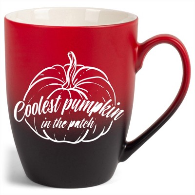 Elanze Designs Coolest Pumpkin In The Patch Two Toned Ombre Matte Red and Black 12 ounce Ceramic Stoneware Coffee Cup Mug