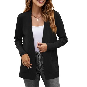 Imily Bela Womens Knit Open Front Long Sleeve Cardigan Sweater with Pockets - 1 of 4