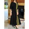 LA LEELA Women's House Daily Routine Evening Wear Vacation Holiday Casual Dailywear Loungewear Oversize Caftan Maxi Top Night Shirts 2X-3X Black Solid - 2 of 4