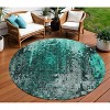Teal Blue Aqua And Gray Abstract Washable Indoor Outdoor Area Rug - 2 of 4