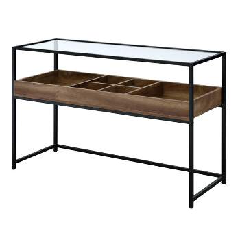 Reattie Glass Top Entryway Table Brown/Matte Black - HOMES: Inside + Out
