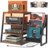 Besiost 4-Tier Stereo Rack Cabinet with Side Shelves for Record Storage, Turntable Console Stand with LED Lights - 3 of 4