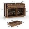 Farmhouse 55" Large Sideboard Buffet Cabinet,4 Drawers and 4 Doors, Kitchen Storage Cabinet with Adjustable Shelf,for Living Room,Dark Brown - 2 of 4