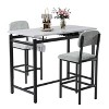 Maliang 3 Piece Dining Room Table Set, 1 Dining Table and 2 Upholstered Gray Chairs, for Small Spaces, Apartment, Pub - 2 of 4