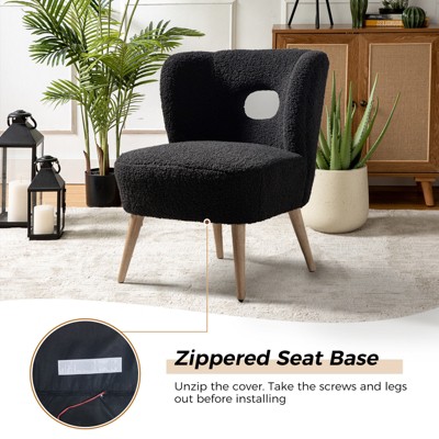 Black Velvet Barrel Accent Chair with Manufactured Wood Legs