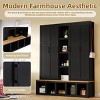 Farmhouse 4-in-1 Hall Tree with Bench & 6 Hooks, 62.9" Mudroom Organizer with Shoe Cabinet & Open Storage-3irtyhousy - 3 of 4