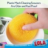 Lola Products Plastic Mesh Scouring Pads - 3.375" x 1.25", Non-Scratch Scrubbers to Clean Dishes, Assorted Colors - Red, Blue & Yellow - 2 of 4