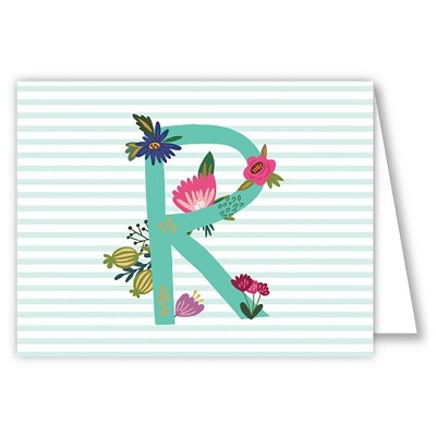 10ct Folded Notes Vintage Floral Monogram - R