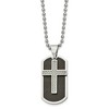 Chisel Stainless Steel Black and Grey Carbon Fiber Inlay 2 Piece Cross Dog Tag on a 24" Ball Chain Necklace - 2 of 4